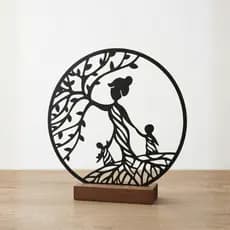 Presente Dia das Mães Árvore da Vida Mãe e Filhos | Escultura Decorativa Minimalista
