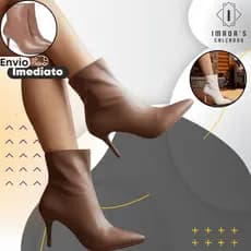 Bota Feminina Cano Curto Ella's | Salto Fino 8cm | Clássica e Elegante Bota Moda Frio Casual Envio Imediato