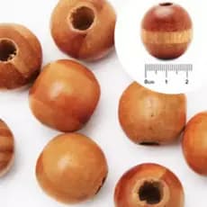 Bolinha Missanga Conta de Madeira - 22mm - Cerejeira - 50 Peças