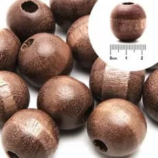 Bolinha Missanga Conta de Madeira - 22mm - Imbuia - 50 Peças