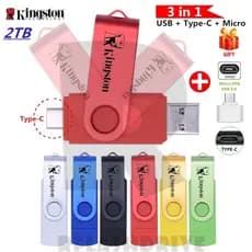 Unidade Flash Kingston Tipo c De Alta Velocidade 2 Em 1 8GB 16GB 32GB 64GB 128gb 2TB Para Telefones Tablets Laptops Design Giratório De Metal USB 2.0