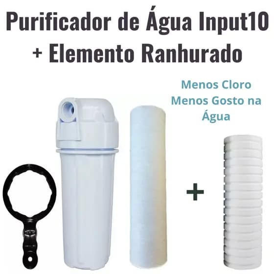 Filtro Carcaça Universal Caixa de Água e Cavalete de Entrada e Saida Completo + 1 Elemento Ranhurado