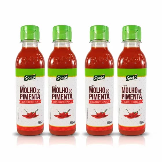 Molho De Pimenta Vermelha Original Tradicional 200ml Soeto Sem Glúten Jalapenho Coxinha Porção