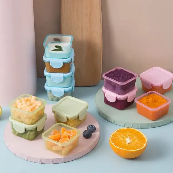 4Mini Potes Caixa de conservação de alimentos fresca selada engrossada caixa de alimentação suplementar para bebé dividida em caixa de armazenamento