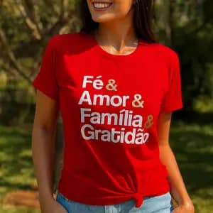Camiseta Camisa Estampada Feliz Natal Unissex T-shirt Blusa Fé Amor Familia e Gratidão