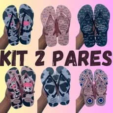 Kit 2 Pares de Chinelo feminino Adulto Barato Envio Imediato