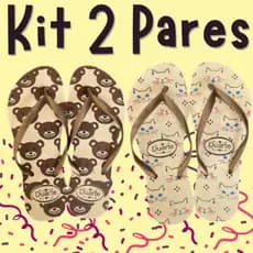 Kit 2 Pares de Chinelo Feminino Estampado Blogueira