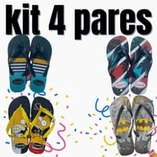 Kit 4 Pares de Chinelo Sandália Masculino Adulto Barato