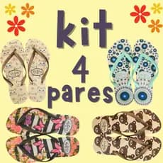 Kit 4 Pares de Chinelo Feminino Adulto Leve e Confortavel
