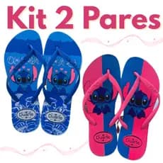 Kit 2 Pares de Chinelo Feminino Adulto Stitch Leve Confortável
