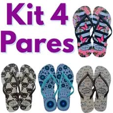 Kit 4 Pares de Chinelo Feminino Adulto Mais Vendidos Promocao