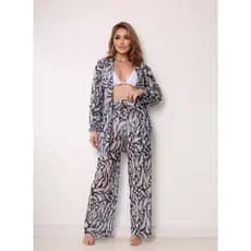 Conjunto de praia saia de praia tule estampado blusa e calça feminina 4455
