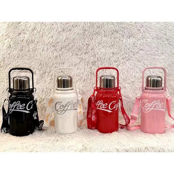 Garrafa Térmica Retrô "Coffee" – Inox, Com Alça, Estilo Vintage, Mantém Bebidas Quentes e Frias