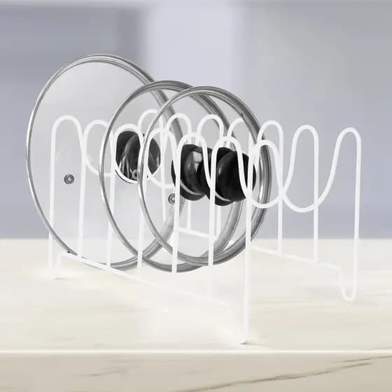 Suporte Organizador De Tampas Branco, 6 Divisões, Plug Lar