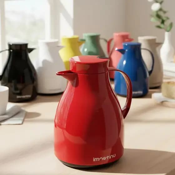 Garrafa Térmica de café Paris Bule 500 ML Para Café Chá Linha Premium Gatilho Unitermi vermelho preto 0,5l
