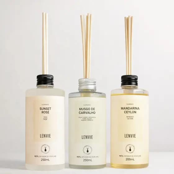 Refil De Difusor de Ambientes Perfumado Lenvie - Várias Fragrâncias - Com Varetas