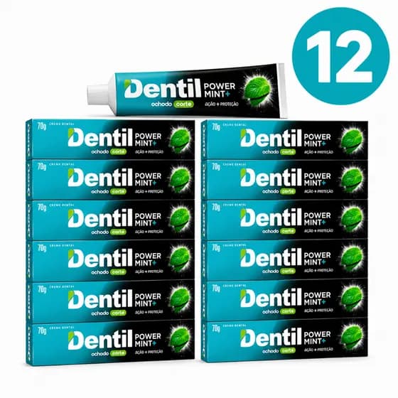 Kit 12 Creme Dental Power Mint Dentil 70g - Sem Flúor Com Cálcio