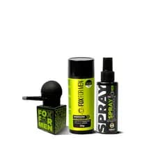 FIBRA CAPILAR PRETA + SPRAY FIXADOR RESISTENTE A ÁGUA + APLICADOR FOX FOR MEN