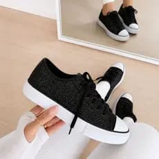 tenis feminino casual basico com brilho luxo