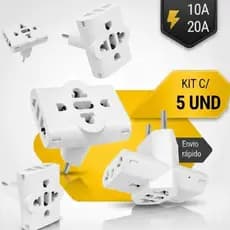 Adaptador de Tomada T Multiuso Triplo 10A Benjamin Plug pino Maciço Durável Universal 110/220v