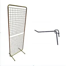1 Biombo de Chão Aramado + 50 Ganchos Para Tela 15cm - PRETO