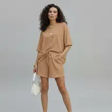 Conjunto Viscolycra Short e Blusa Oversized Alfaiataria Feminino