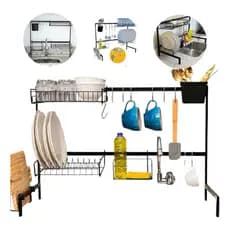 Cozinha Autossustentável Secador De Louça 14 Peças Preto pronta entrega