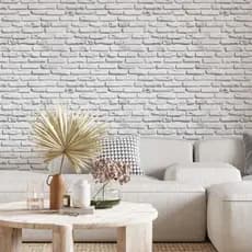 Papel de Parede Autoadesivo Premium 5 Metros Tijolinho Branco 3D Sala/Quarto 5m x 45cm