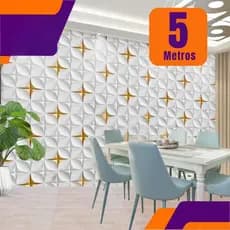 Papel de Parede 3D Cinza Dourado Geometrico Adesivo Autocolante Rolo 5m x 45cm Sala Quarto