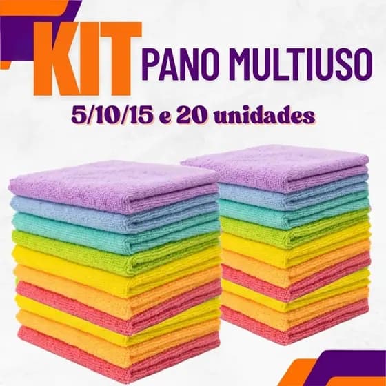 Kit Panos De Limpeza Microfibra Alta Absorção Multiuso 25 x 25cm