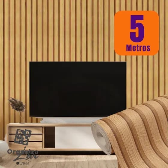 Papel de Parede Ripado Claro Texturizado PREMIUM Rolo 5 Metros Autoadesivo 3D Sala Quarto