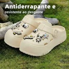 Sandálias Leves com Buracos Femininas Plataforma Antiderrapante Praia sem Odor Macio e Sola Grossa Conforto e Estilo