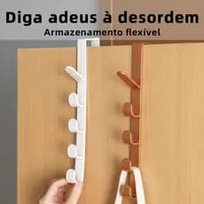 Cabide para Porta com 5 Ganchos Organizador Multiuso sem Furar para Bolsas Chapéus Roupas Toalhas e Acessórios