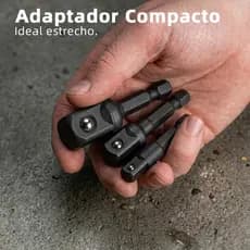 Adaptador Soquete Parafusadeira Kit 3 Peças para Furadeira com Encaixes 1/4 3/8 1/2 Haste Sextavada Reforçada e Durável