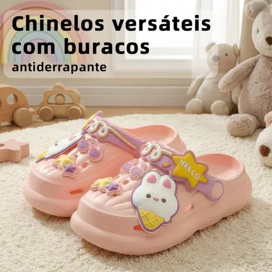Sandália Babuche EVA leve macio antiderrapante acessórios decorativos casual feminino flexível diversas ocasiões