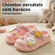 Sandália Babuche EVA leve macio antiderrapante acessórios decorativos casual feminino flexível diversas ocasiões