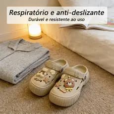 Sapatos de Sola Grossa Buraco Feminino Babuche Antiderrapante Leve Macia Conforto Anticolisão e Resistente Durável