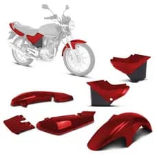 Kit Carenagem 3 Peças Yamaha Ybr 125 2005 2006 2007 2008 Vermelho ProTork ABS Virgem Todas as Cores