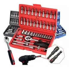 Kit Ferramenta Jogo De Soquete Aço Crv 1/4 Catraca Chave Allen Com Maleta Completo Barato