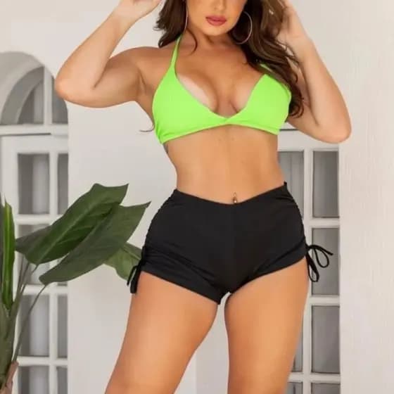 Shorts Biquíni Empina Bumbum / Shorts Fitness / Shorts Moda Praia / Shorts Curto Fitness Lacinho
