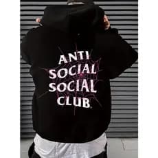 Moletom Unissex Anti Social Social Club ASSC Skull Streetwear Preto Branco