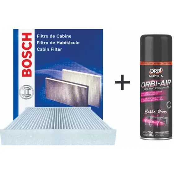 Kit Filtro de cabine Ar Condicionado Bosch Higienizador Argo Cronos Grand Siena Mobi Palio Fiat