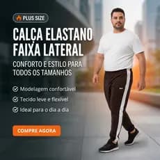 Calça Masculina Plus Size Elastano Lisa Listra Branca Run Para Treinos Corrida Dia a Dia