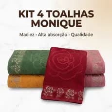 Kit 4 pçs Toalhas de Banho Jacquard 140x70cm 100% Algodão Premium Coleção Monique