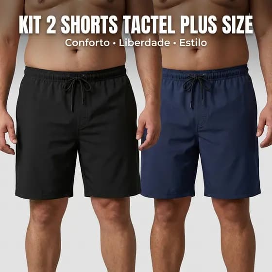 KIT 2 Shorts Tactel Plus Size masculino do G1 ao G3
