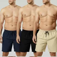 Kit 3 Shorts Tactel Plus Size Masculino Secagem Rápida Ideal para Dia a Dia e Praia
