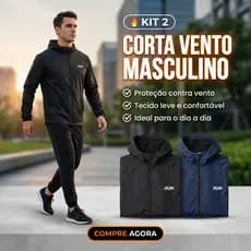 Kit 2 Peças Jaqueta Corta Vento Casaco 100%Tactel Leve Prático Confortável Ideal Dia a Dia e Caminhadas