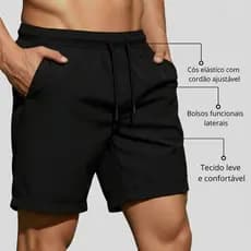 Bermuda Tactel Masculina com Elástico na Cintura e Bolsos Do M ao GG G1 G2 G3