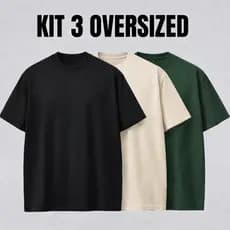 Kit 3 Camisetas Masculina 100% Algodão Oversized Premium Streetwear Fio 30.1