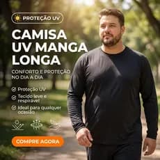Camisa Térmica Masculina Plus Size Manga Longa Proteção UV Segunda Pele